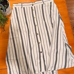 GAP Striped Button-Front A-line Midi Skirt with Tie Belt – Size 14